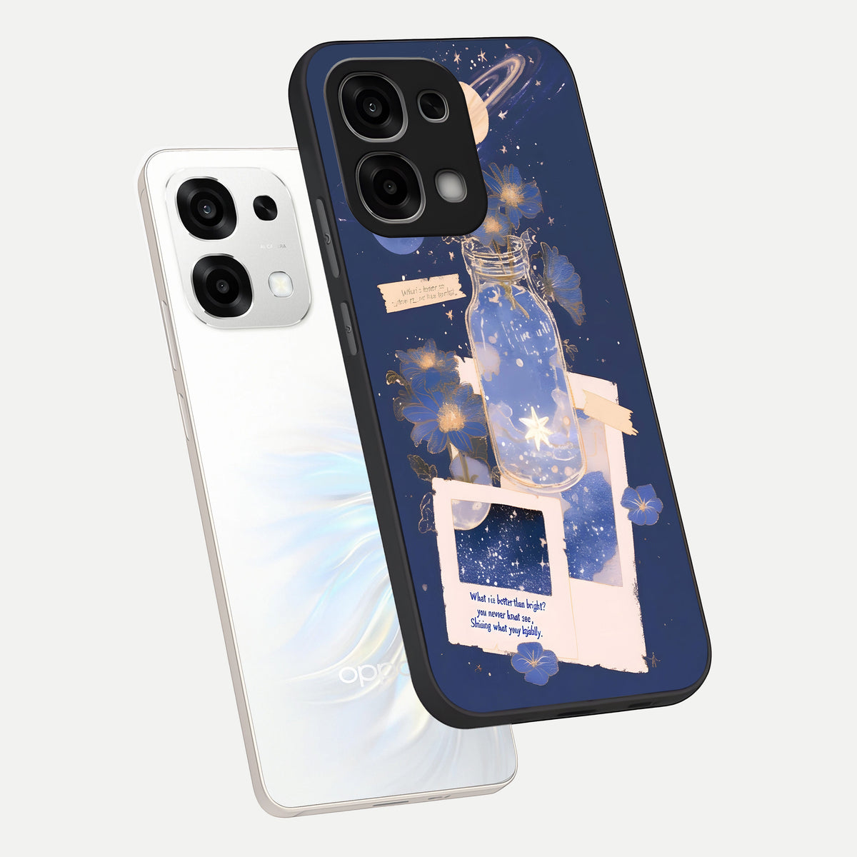  Starlit Cosmic Jar phone case For Oppo F33 5G showing premium glass back cover with detailed artwork