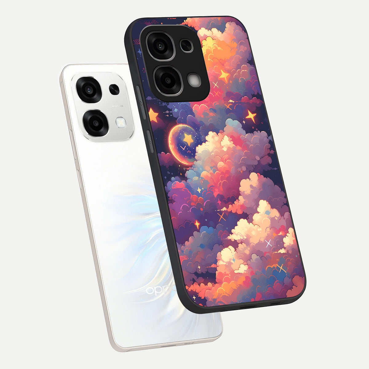  Starlit Dream Clouds phone case For Oppo F33 5G showing premium glass back cover with detailed artwork