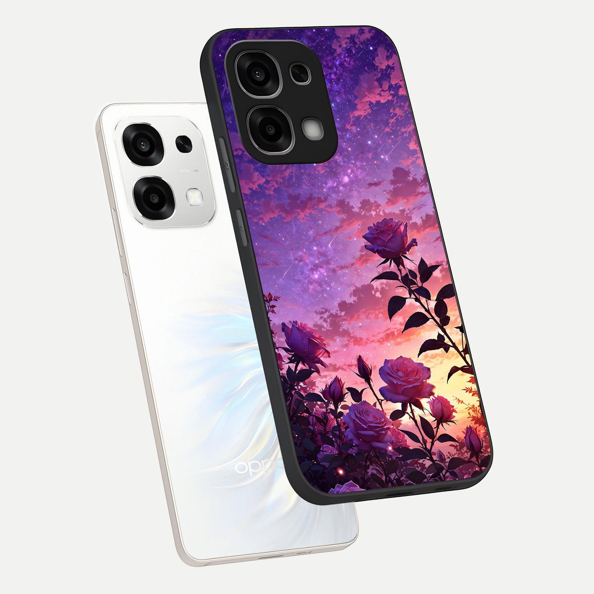  Starlit Rose Twilight phone case For Oppo F33 5G showing premium glass back cover with detailed artwork