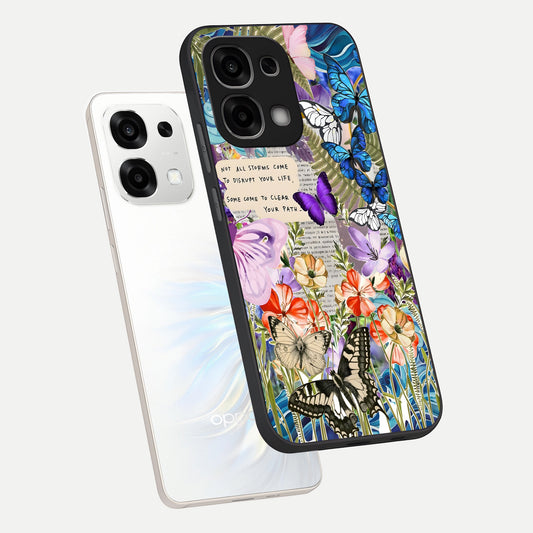  Storm Path Bloom phone case For Oppo F33 5G showing premium glass back cover with detailed artwork