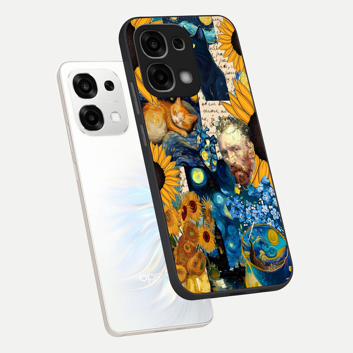  Sunflower Chic Mood Custom Name phone case For Oppo F33 5G showing premium glass back cover with detailed artwork