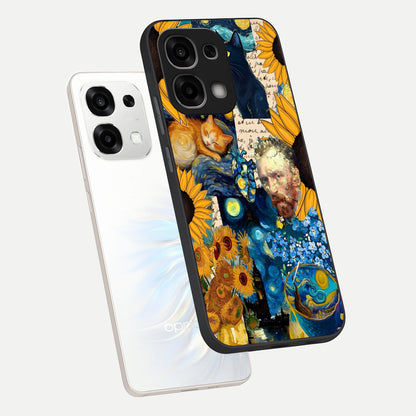  Sunflower Chic Mood Custom Name phone case For Oppo F33 5G showing premium glass back cover with detailed artwork