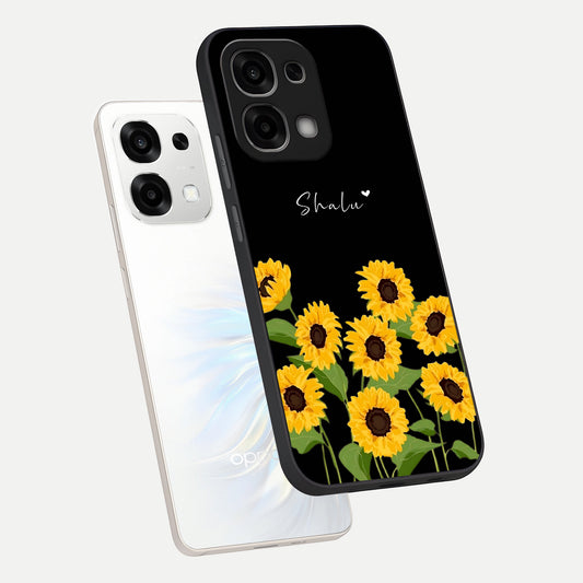  Sunflower Sky Bloom phone case For Oppo F33 5G showing premium glass back cover with detailed artwork
