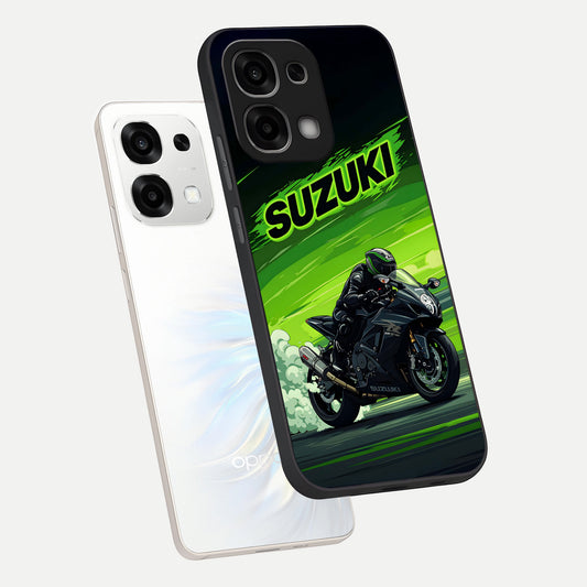  Suzuki Speed Beast phone case For Oppo F33 5G showing premium glass back cover with detailed artwork