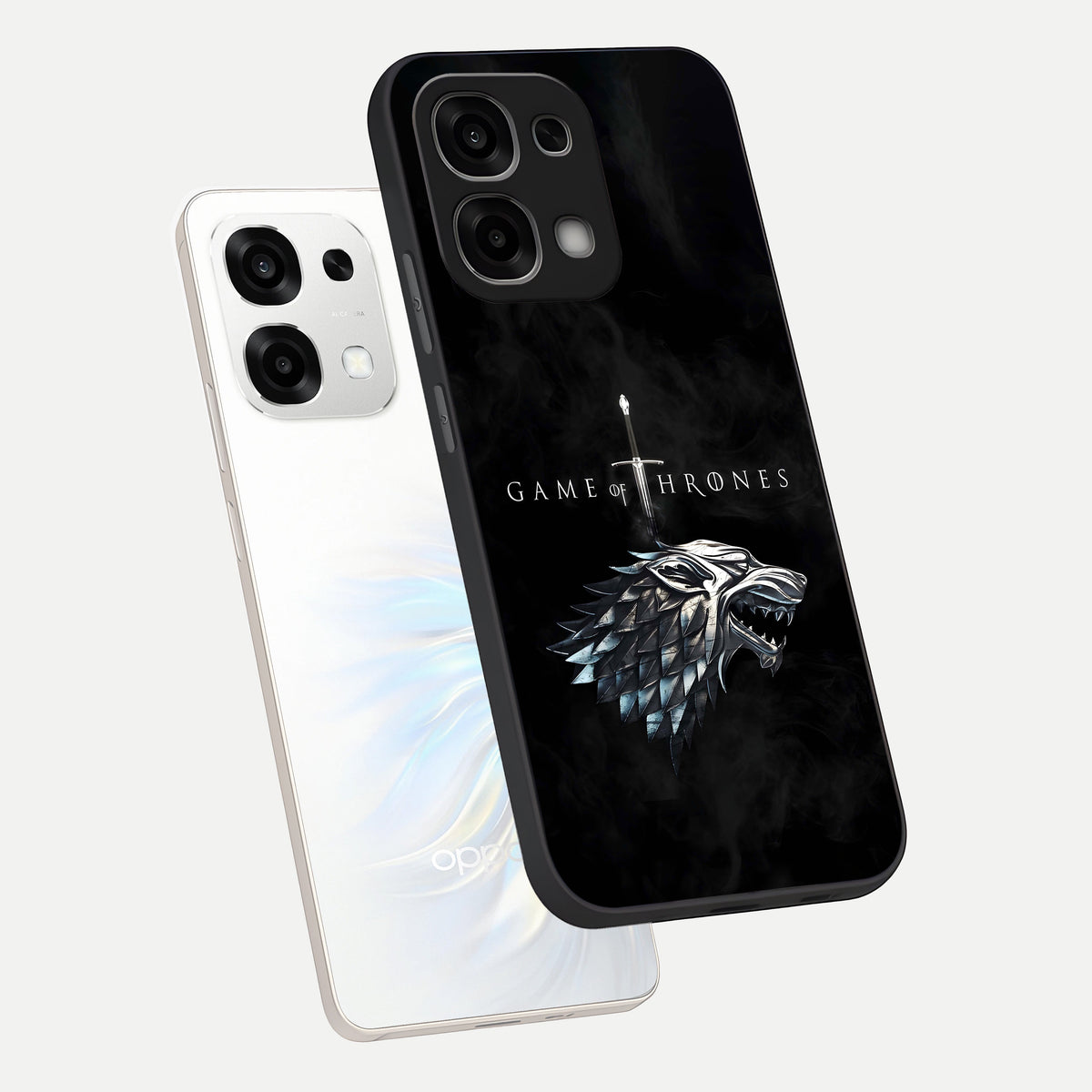  Throne Wolf Legacy phone case For Oppo F33 5G showing premium glass back cover with detailed artwork