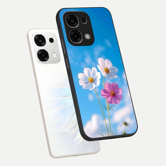  Tripple Flowers With Sky phone case For Oppo F33 5G showing premium glass back cover with detailed artwork