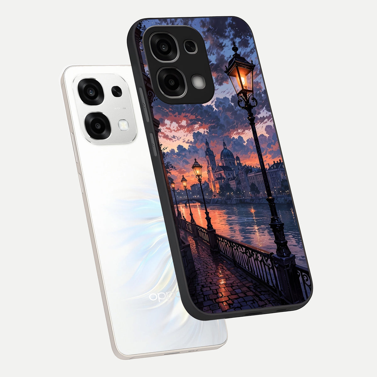  Twilight River Lights phone case For Oppo F33 5G showing premium glass back cover with detailed artwork