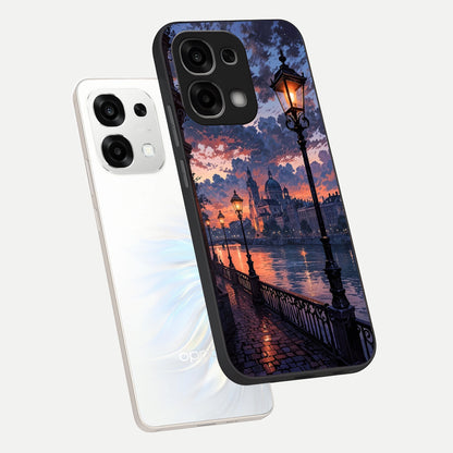  Twilight River Lights phone case For Oppo F33 5G showing premium glass back cover with detailed artwork