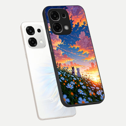  Two Cats Friends phone case For Oppo F33 5G showing premium glass back cover with detailed artwork
