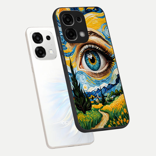  Van Gogh Eye phone case For Oppo F33 5G showing premium glass back cover with detailed artwork