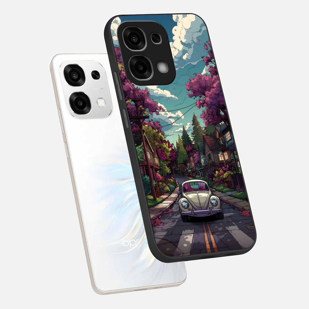  Vintage Street Drive phone case For Oppo F33 5G showing premium glass back cover with detailed artwork
