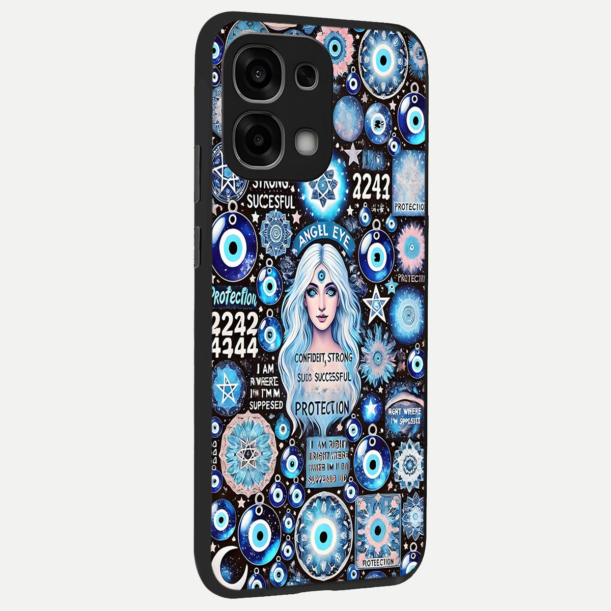  Angel Aura Shield back cover For Oppo F33 5G slim fit glass case with vibrant aesthetic design