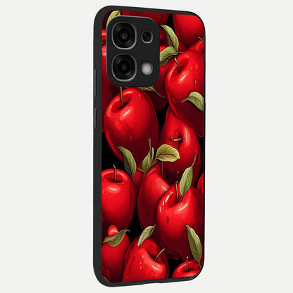  Apple Pattern back cover For Oppo F33 5G slim fit glass case with vibrant aesthetic design