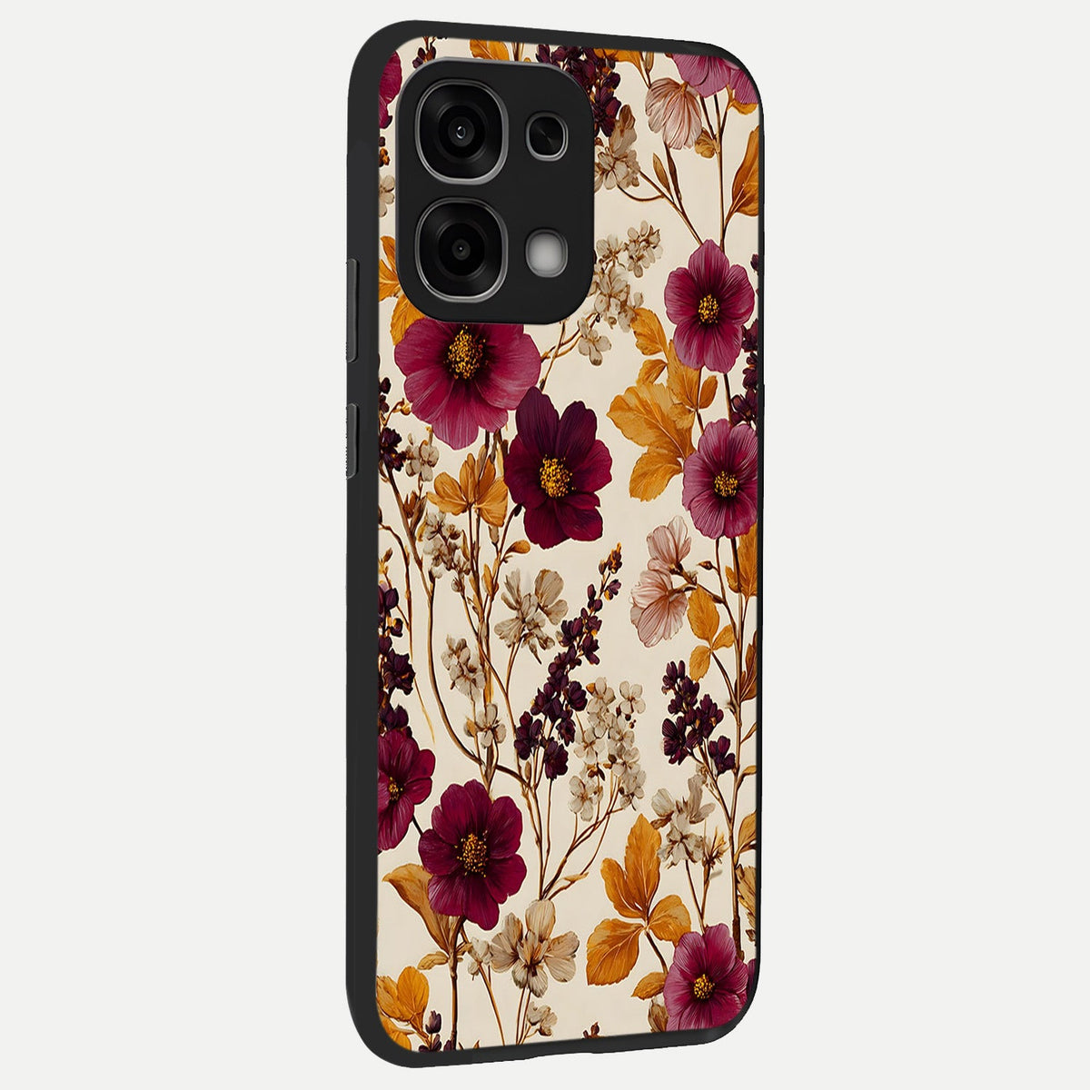  Autumn Wine Bloom back cover For Oppo F33 5G slim fit glass case with vibrant aesthetic design