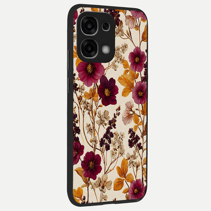  Autumn Wine Bloom back cover For Oppo F33 5G slim fit glass case with vibrant aesthetic design