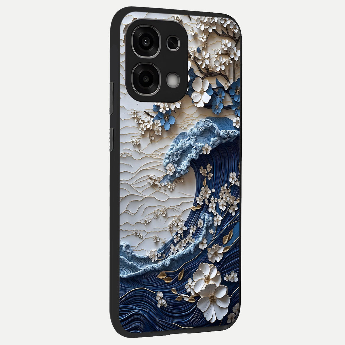  Blossom Wave Art back cover For Oppo F33 5G slim fit glass case with vibrant aesthetic design