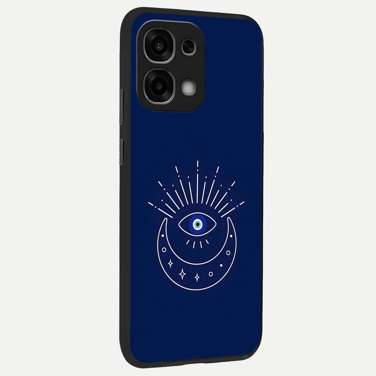  Blue Evil Eye back cover For Oppo F33 5G slim fit glass case with vibrant aesthetic design