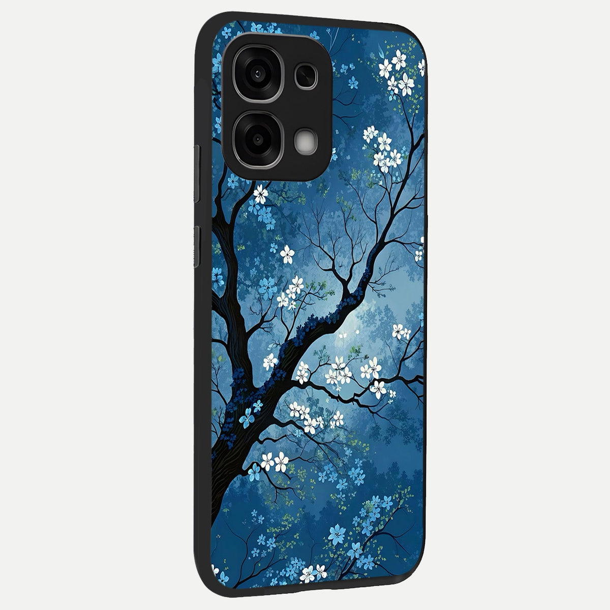  Blue Tree Serenity back cover For Oppo F33 5G slim fit glass case with vibrant aesthetic design