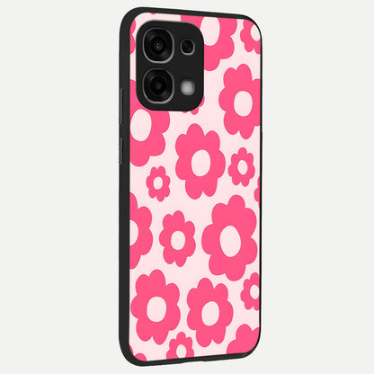  Blush Flower Pop back cover For Oppo F33 5G slim fit glass case with vibrant aesthetic design
