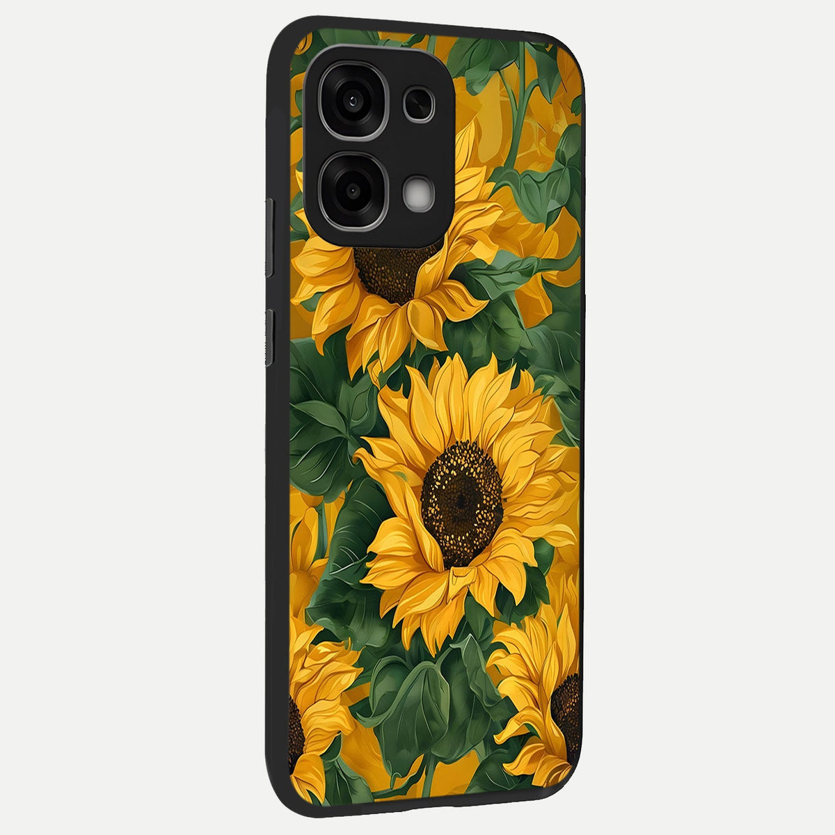  Bright Sunflower Bloom back cover For Oppo F33 5G slim fit glass case with vibrant aesthetic design