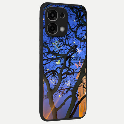  Butterfly Night Magic back cover For Oppo F33 5G slim fit glass case with vibrant aesthetic design