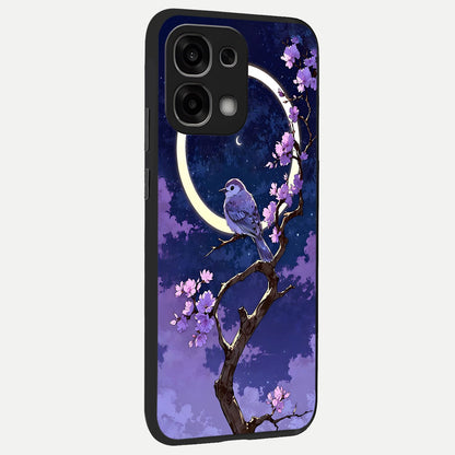  Celestial Bird Blossom back cover For Oppo F33 5G slim fit glass case with vibrant aesthetic design