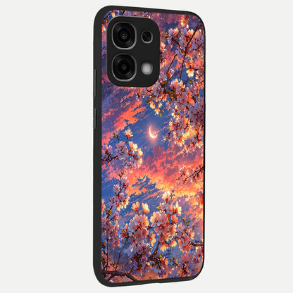  Celestial Sakura Sunset back cover For Oppo F33 5G slim fit glass case with vibrant aesthetic design