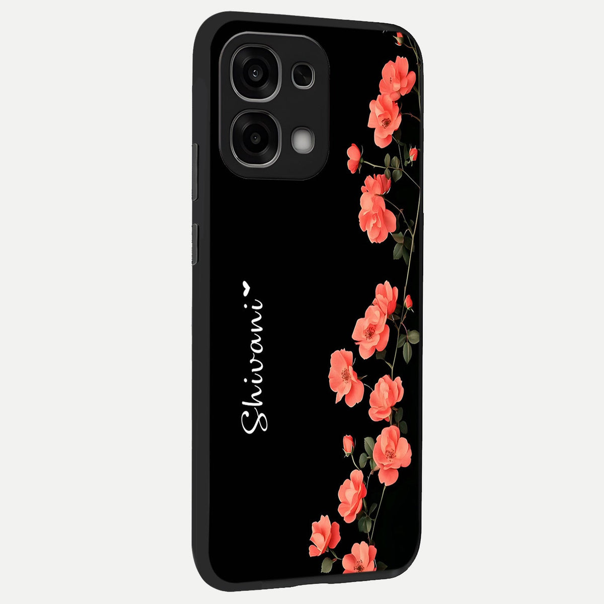  Crimson Bloom Grace Custom Name back cover For Oppo F33 5G slim fit glass case with vibrant aesthetic design