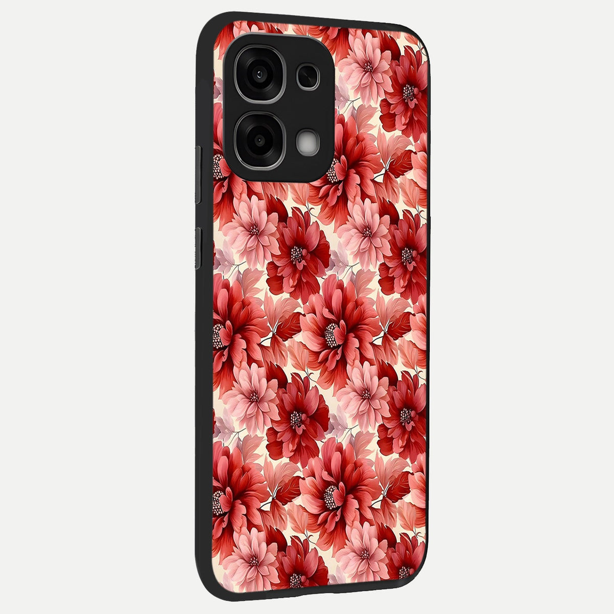  Crimson Love Petals back cover For Oppo F33 5G slim fit glass case with vibrant aesthetic design