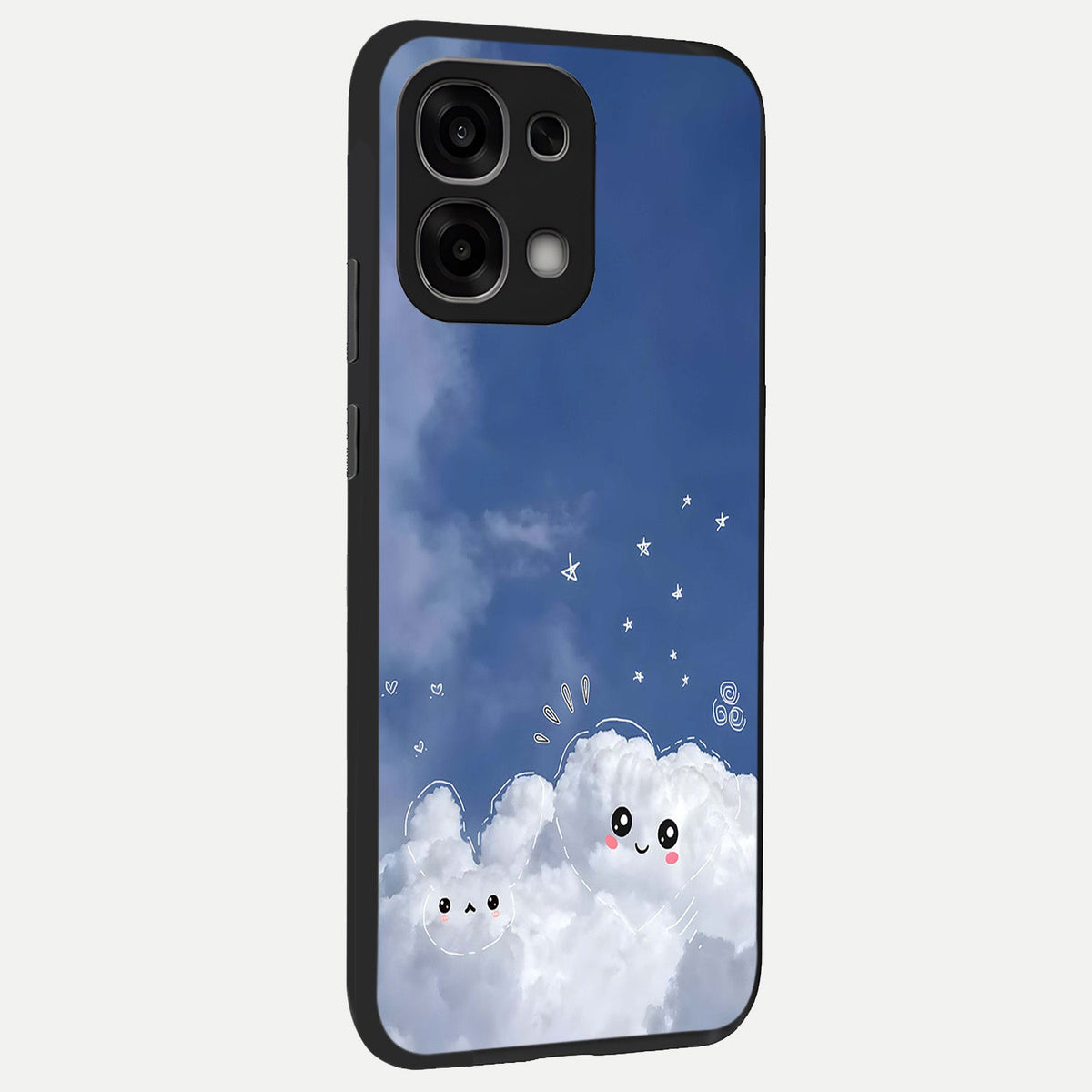  Cute Blossom Cloud back cover For Oppo F33 5G slim fit glass case with vibrant aesthetic design