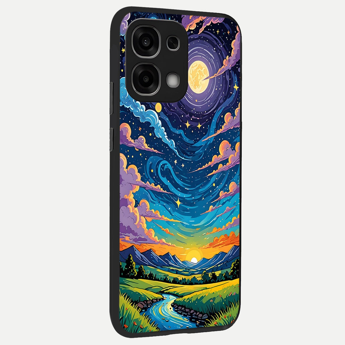  Dreamy Night Landscape back cover For Oppo F33 5G slim fit glass case with vibrant aesthetic design