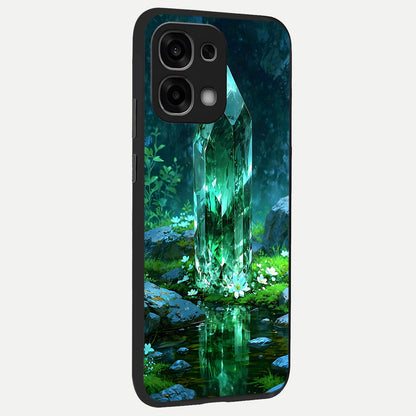  Emerald Light Crystal back cover For Oppo F33 5G slim fit glass case with vibrant aesthetic design