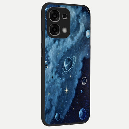 Galaxy Dream Space back cover For Oppo F33 5G slim fit glass case with vibrant aesthetic design