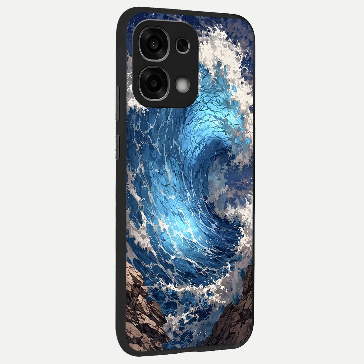  Giant Ocean Wave back cover For Oppo F33 5G slim fit glass case with vibrant aesthetic design