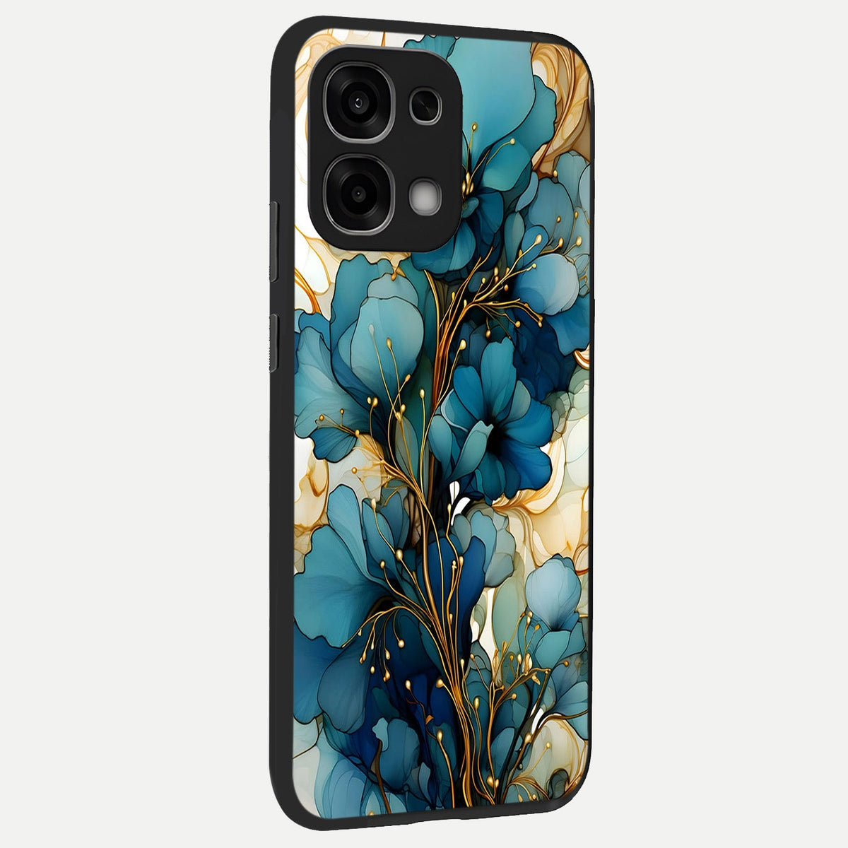  Golden Bloom Symphony back cover For Oppo F33 5G slim fit glass case with vibrant aesthetic design
