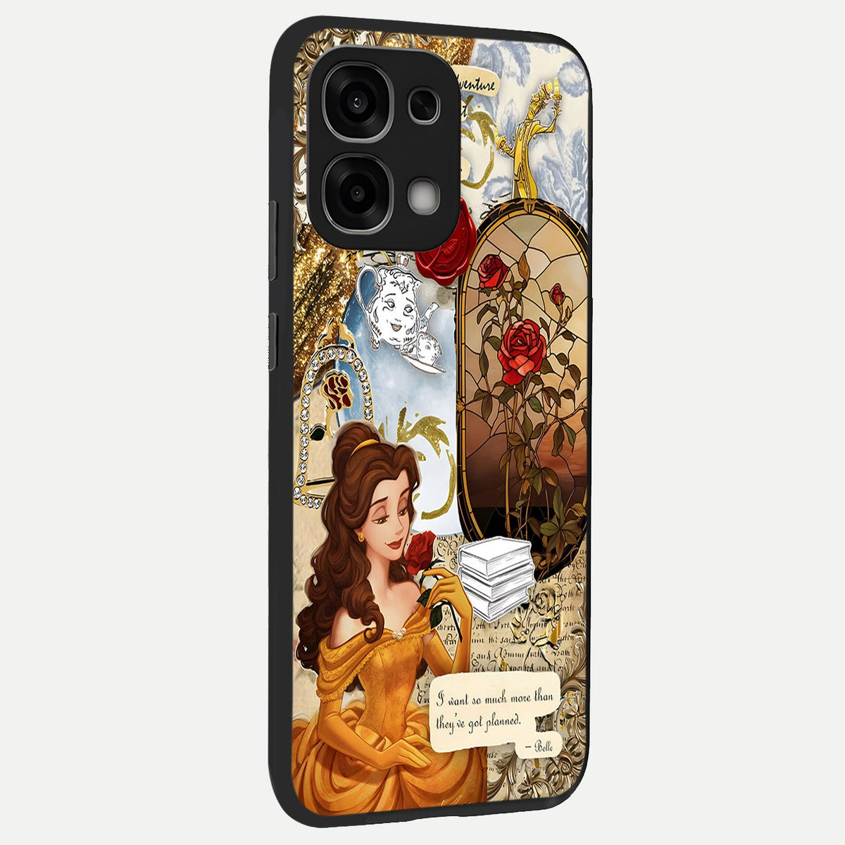 Golden Dream Belle back cover For Oppo F33 5G slim fit glass case with vibrant aesthetic design