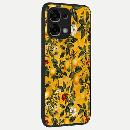  Golden Lemon Field back cover For Oppo F33 5G slim fit glass case with vibrant aesthetic design