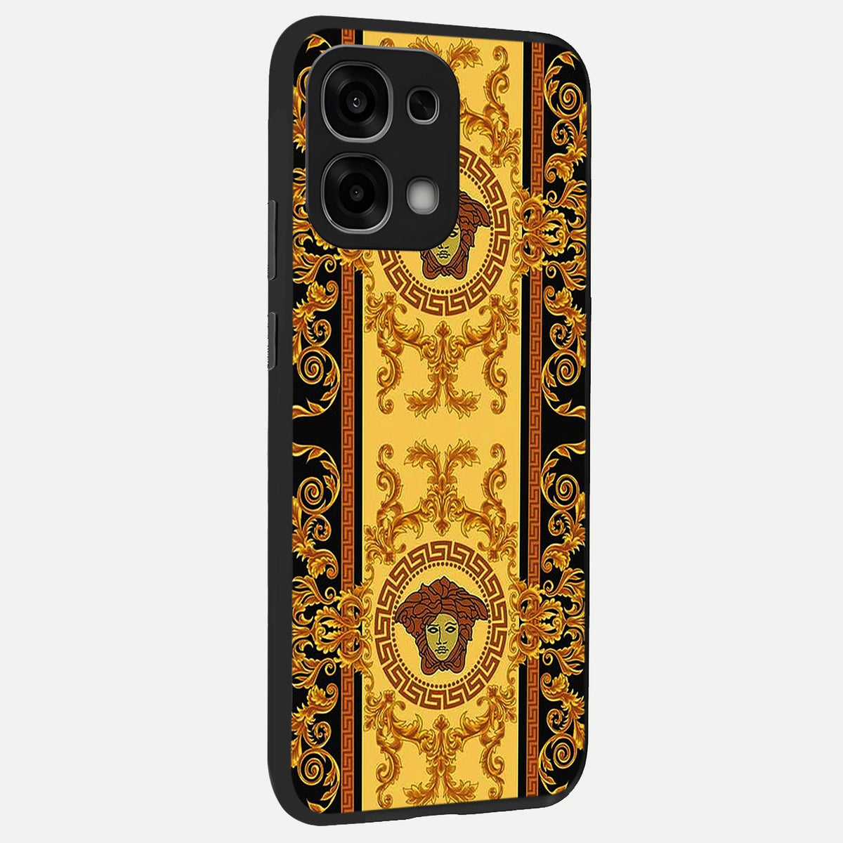  Golden Royal Heritage back cover For Oppo F33 5G slim fit glass case with vibrant aesthetic design