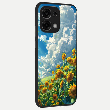  Golden Sun Glory back cover For Oppo F33 5G slim fit glass case with vibrant aesthetic design