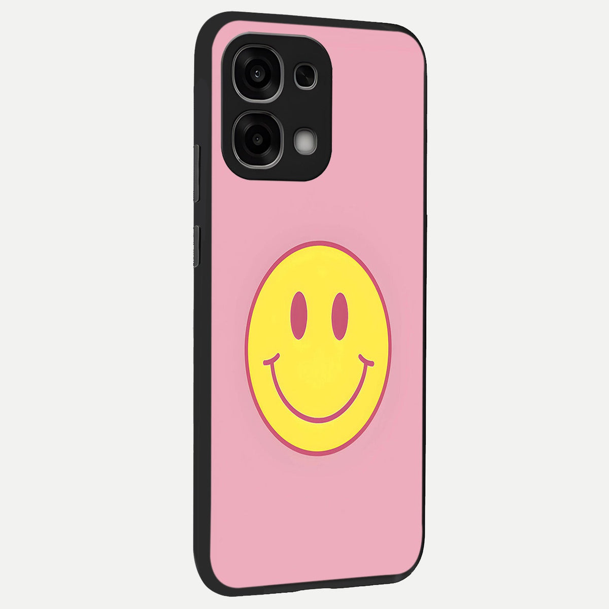  Happy Pink Mood back cover For Oppo F33 5G slim fit glass case with vibrant aesthetic design