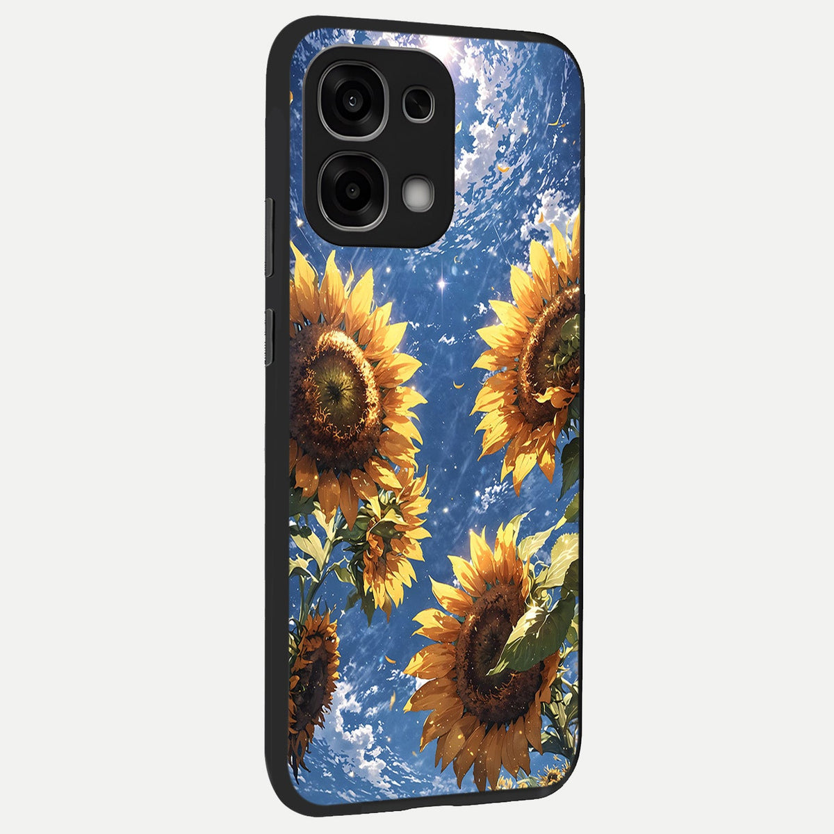  Heavenly Sunflower Rise back cover For Oppo F33 5G slim fit glass case with vibrant aesthetic design