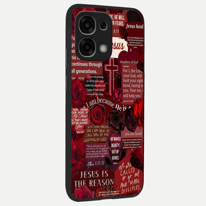  Jesus Love Heals back cover For Oppo F33 5G slim fit glass case with vibrant aesthetic design