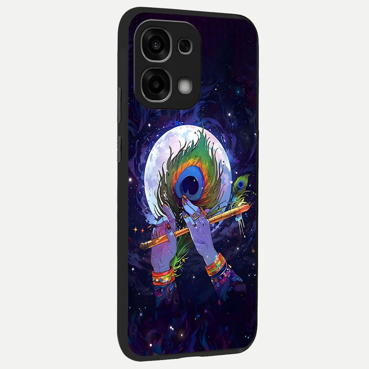  Krishna Hands Art back cover For Oppo F33 5G slim fit glass case with vibrant aesthetic design