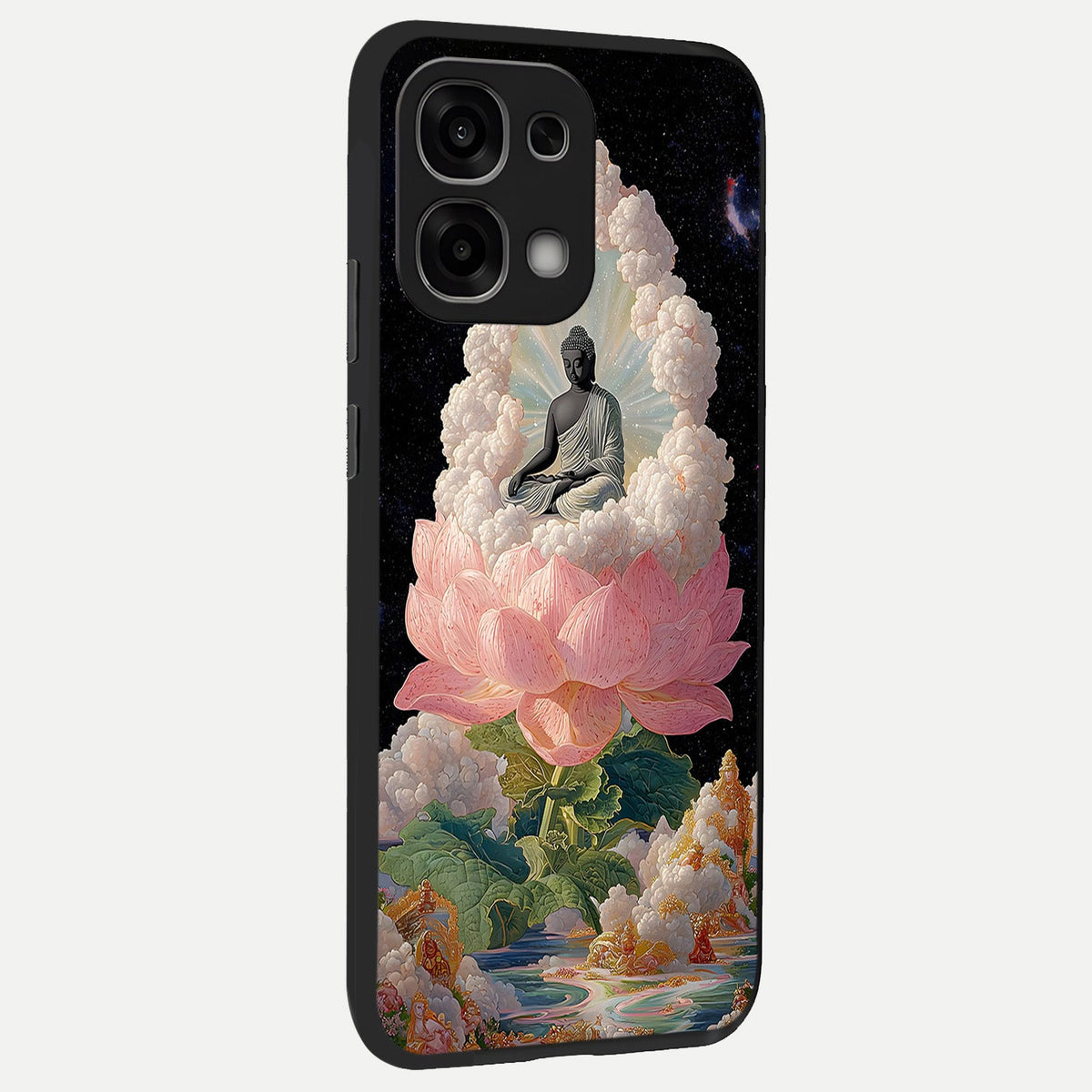  Lotus Divine Peace back cover For Oppo F33 5G slim fit glass case with vibrant aesthetic design