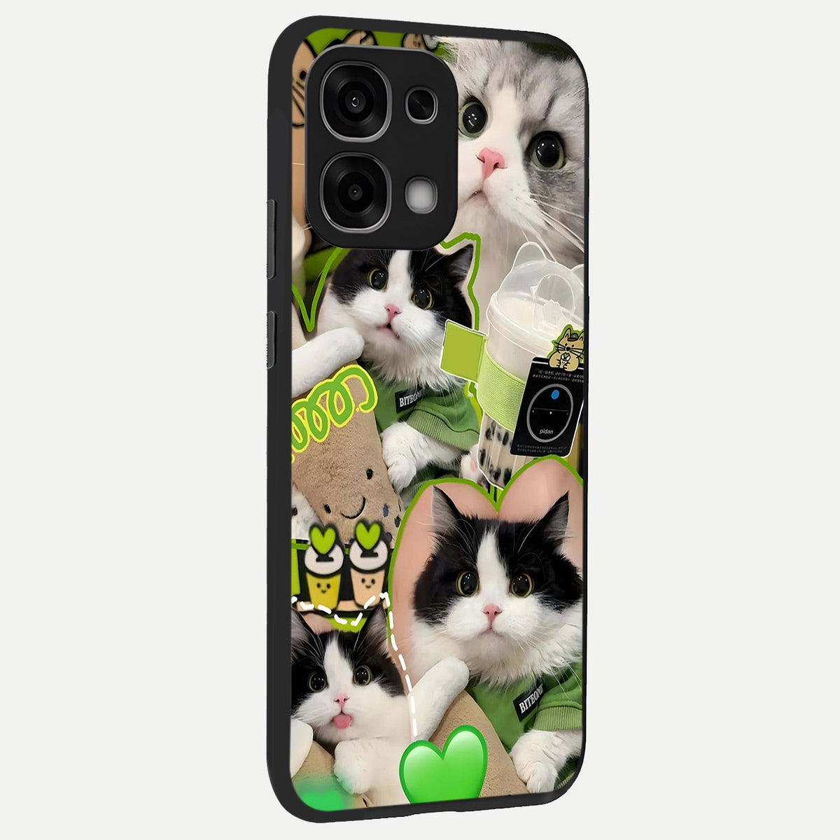  Matcha Cats Mood back cover For Oppo F33 5G slim fit glass case with vibrant aesthetic design