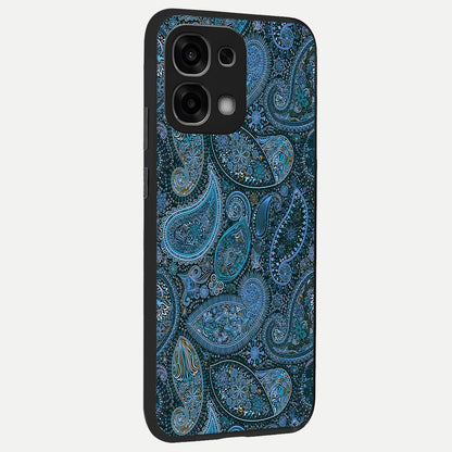  Midnight Paisley Glow back cover For Oppo F33 5G slim fit glass case with vibrant aesthetic design