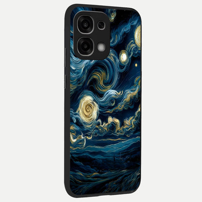  Midnight Sky Whirl back cover For Oppo F33 5G slim fit glass case with vibrant aesthetic design