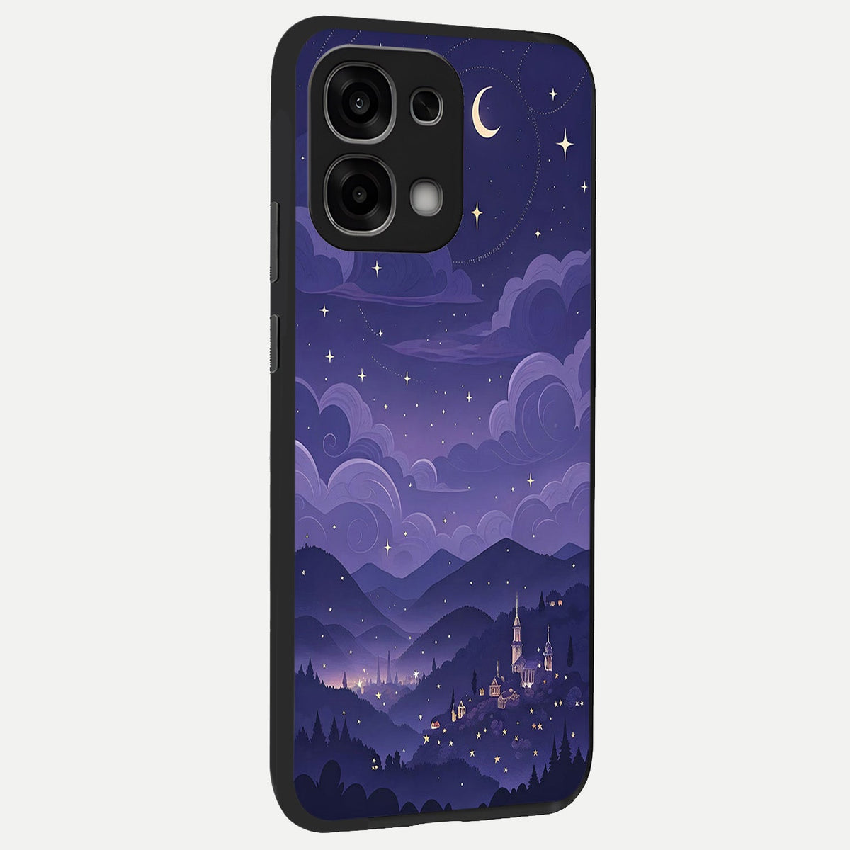  Minimal Night View back cover For Oppo F33 5G slim fit glass case with vibrant aesthetic design
