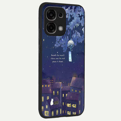  Moonlit Cat Silence back cover For Oppo F33 5G slim fit glass case with vibrant aesthetic design