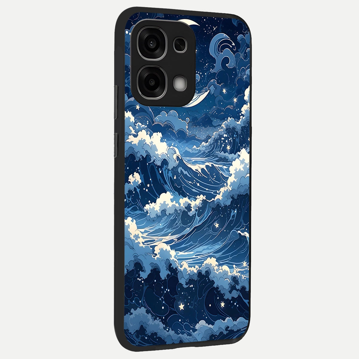  Ocean Moon Waves back cover For Oppo F33 5G slim fit glass case with vibrant aesthetic design